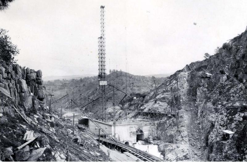 Exchequer Dam  during, Construction, 1925